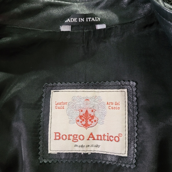 Borgo Antico Italian Black Leather Women’s Jacket Sz Lg Hip Length Zipper Front - Picture 4 of 14